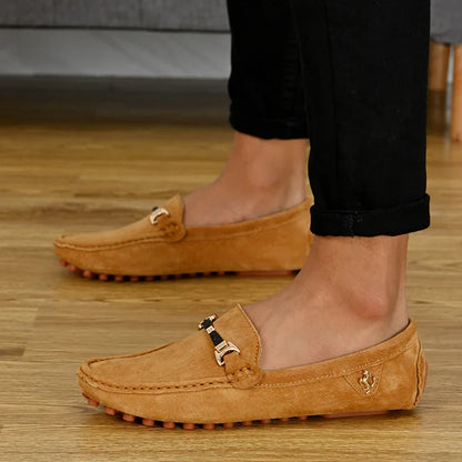 Loafers Men Casual Fashion Suede Men Shoes Lightweight Soft Genuine Leather Moccasins Slip on Driving Shoes for Men Size 48