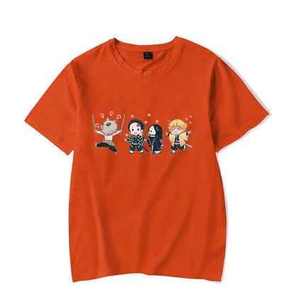 Hot Anime Kamado Tanjirou Kamado Nezuko Agatsuma Zenitsu Hashibira Inosuke Printed T-shirts Women Men Short Sleeve Summer Shirts