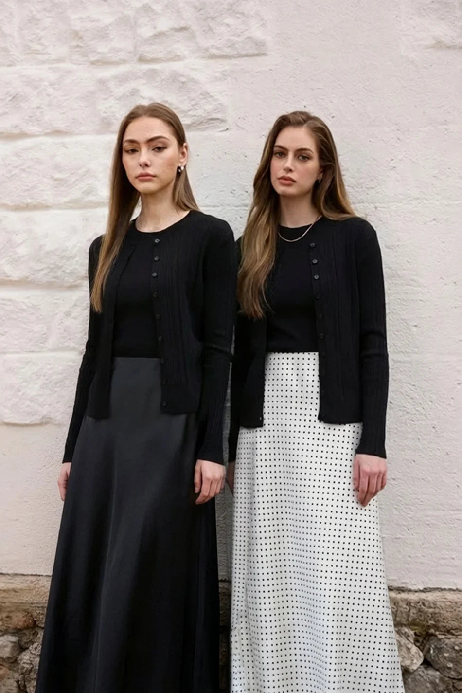 Lace slip satin dress + lace satin skirt +knitting vest + knitting cardigan collection woman dressy outfit