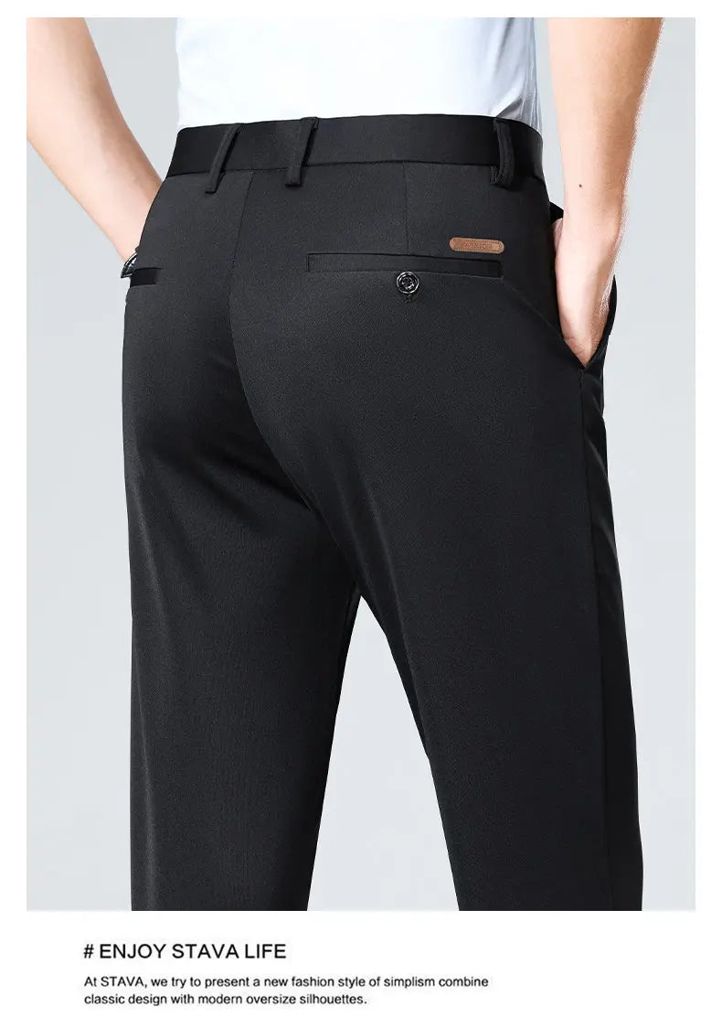 Men's Business Casual Pants Light Weight Elastic Trousers Office Suit Pants Quick Dry Formal Dress Pants Breathable Comfortable