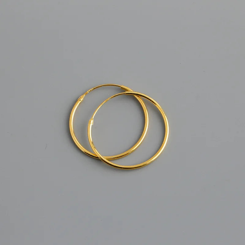 Genuine 925 Sterling Silver Fashion Korean Simple Hoop Earrings for Women Men Charming Chic Party Jewelry Accessories