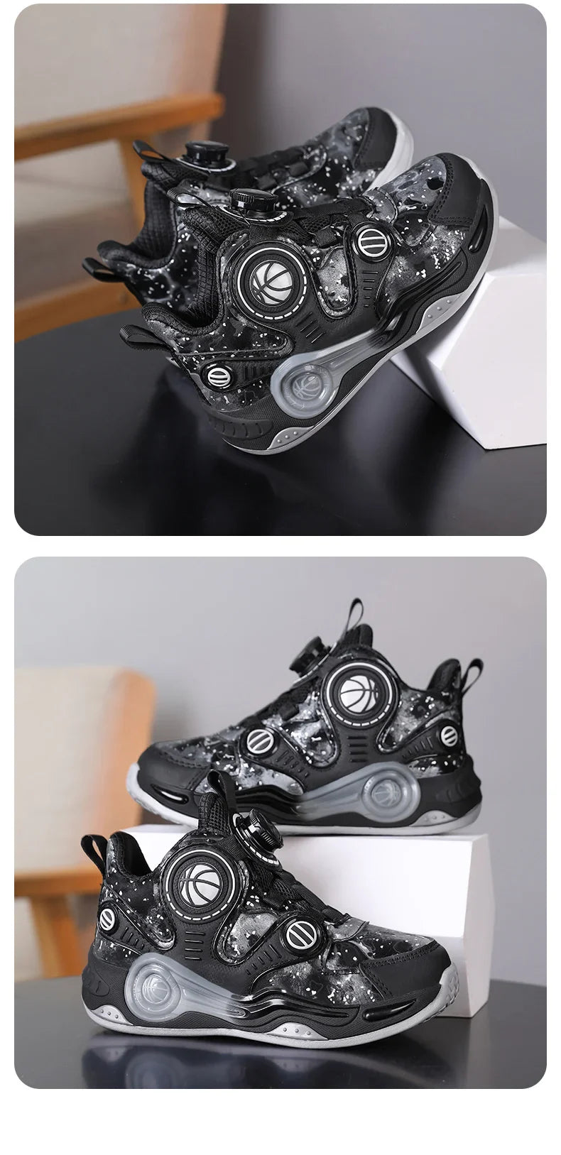 Children's Basketball Shoes Outdoor Anti-slip Cushioned Sneakers Boys Girls Ankle Support Basketball Combat Boots Athletic Shoes
