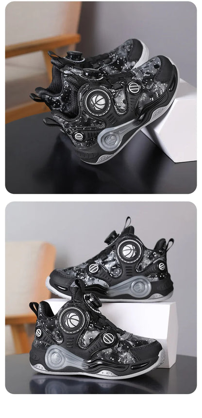 Children's Basketball Shoes Outdoor Anti-slip Cushioned Sneakers Boys Girls Ankle Support Basketball Combat Boots Athletic Shoes