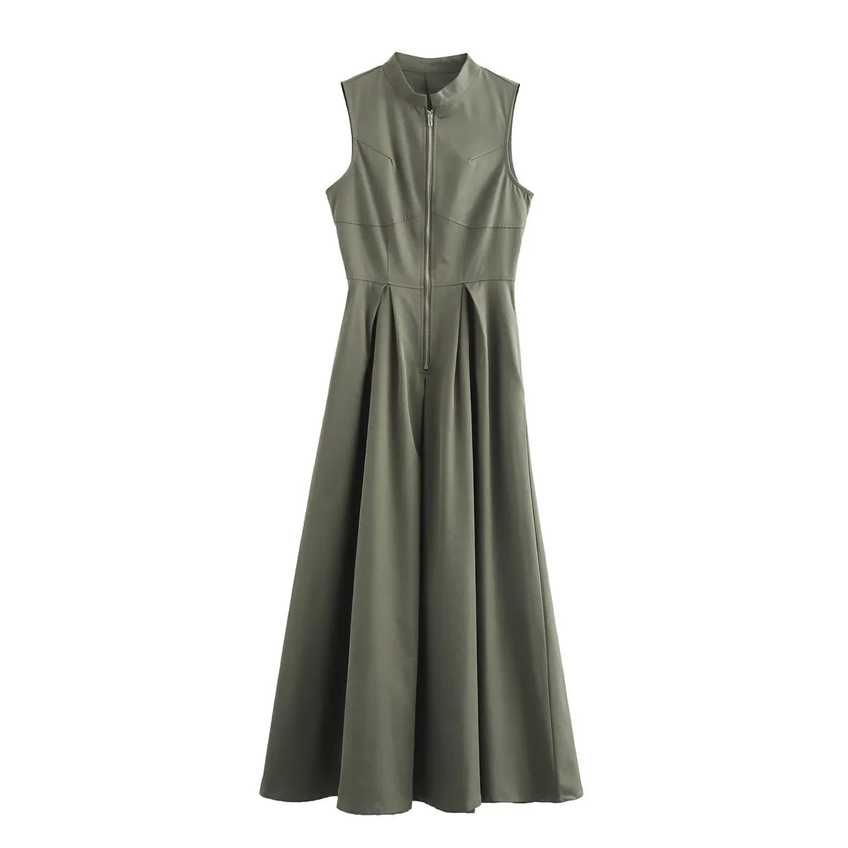 Draped Long Dresses for Women Zip Sleeveless Maxi Dress Woman Summer Holiday Womens Dresses Ruched Party Female Dress