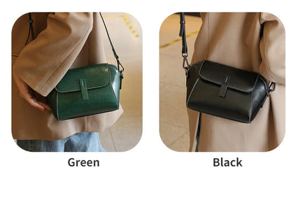 Women's Small Phone Bag Fashionable Oil Wax Cowhide Leather Handbag Versatile and Simple Shoulder Bag High Quality Crossbody Bag