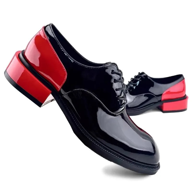 New Design Men Derby Shoes Genuine Leather Lace-up Casual Business Formal Shoes Cowhide Patchwork Fashion Party Wedding Shoes
