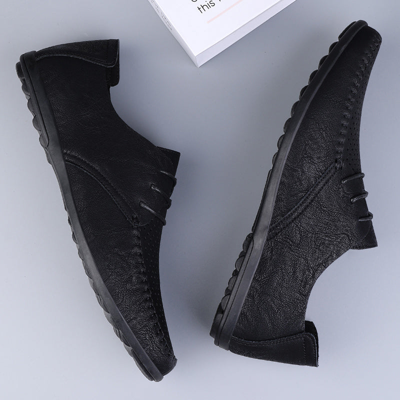 Summer Hollow Out Leather Shoes Men Luxury Italian Men Casual Handmade Moccasins Designer Breathable Boat Shoes