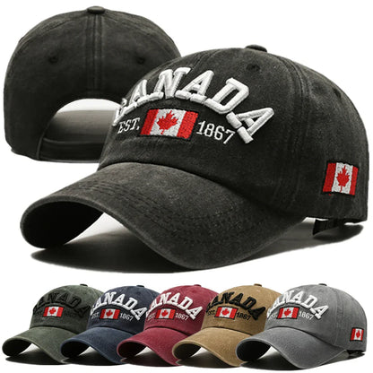 Unisex Washed Cotton Vintage Cap High Quality CANADA Letter Embroidery Baseball Cap Men And Women Outdoor Sports Hats