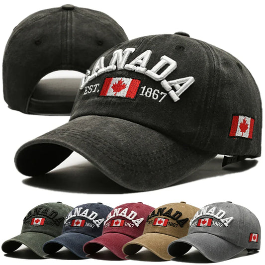 Unisex Washed Cotton Vintage Cap High Quality CANADA Letter Embroidery Baseball Cap Men And Women Outdoor Sports Hats