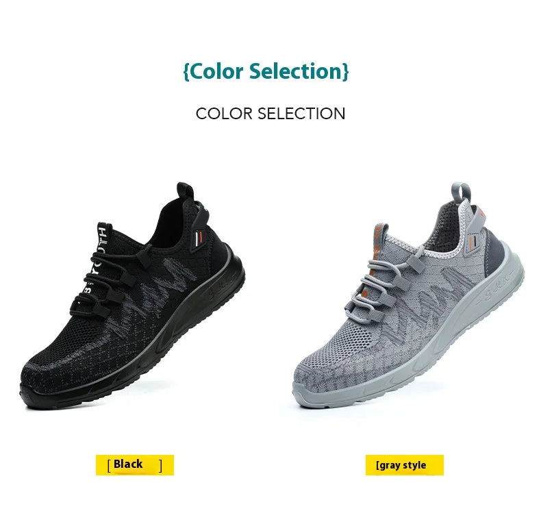Light Breathable Sneaker Safety Shoes Steel Toe Shoes for Men Anti-slip Anti-impact Anti-puncture Outdoor Work Security Shoes