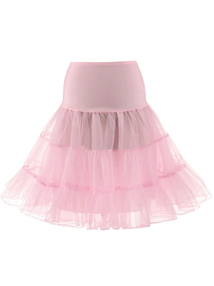 Pleated Vintage Voile Underskirt Ballet Tutu Skirts for Women 50s Retro Skirt Wedding Elegant Party Petticoat