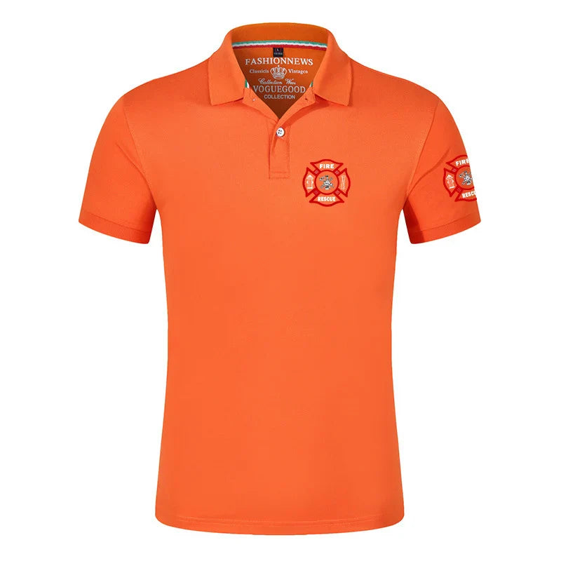 Firefighter Rescue Team Printing Fashion 2023 New Men's Summer Solid Color Short Sleeves Comfortable T-Shirts Polo Shirt Tops