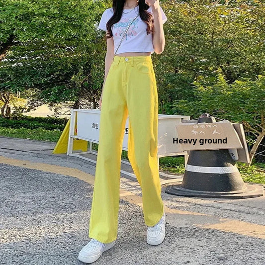 High Waist Women's Jeans Draping Slimming Long Pants