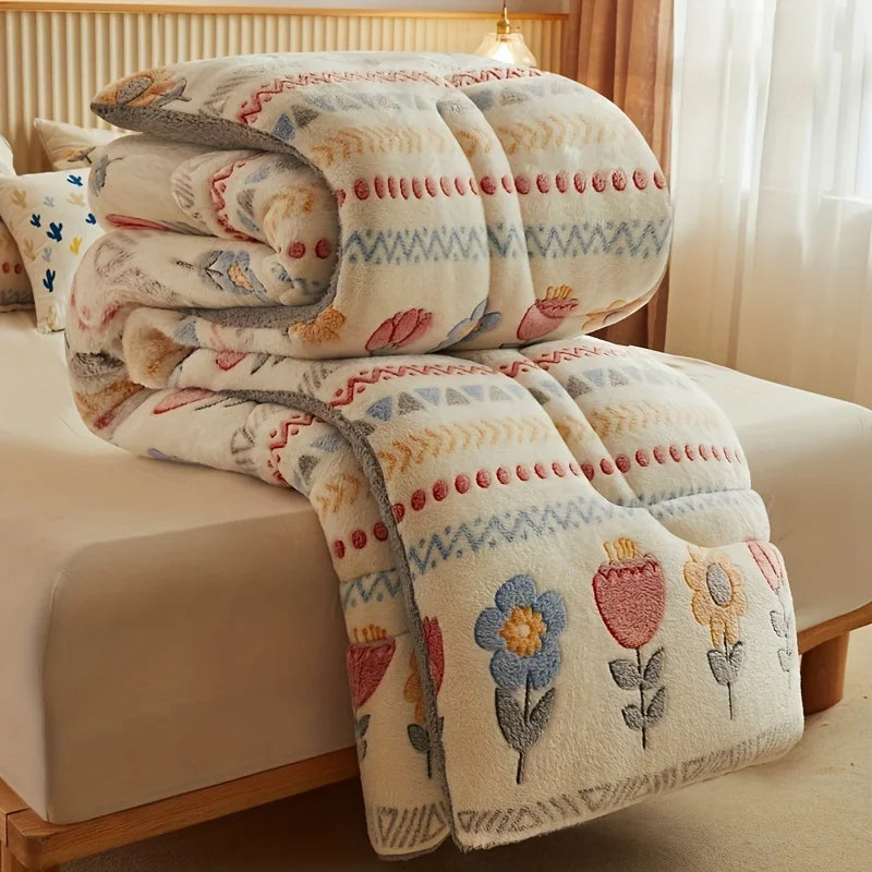 Comfortable Double-sided Velvet Quilt Core Bedroom Velvet Thickened Blanket Home Lamb Fleece Quilt Warm Quilt Core Comfortable