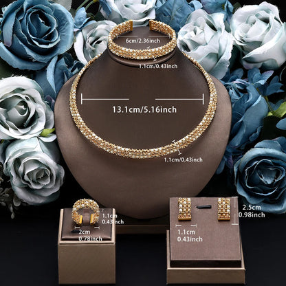 Dubai Casamento Nupcial Conjuntos Completos De Joias Para Mulheres Festa Luxo Nigéria Banhado A Ouro Contas Gargantilha Colar Conjunto De Joias