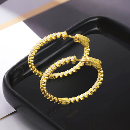 Luxury Designer D Color Full 2mm Moissanite Hoop Earrings For Women Party S925 Silver Plated 18K Gold Diamond Earring Gift