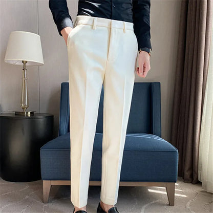 Autumn Winter Thick Woolen Suit Pants Men Smart Casual Youthful Vitality Suit Trousers Mens Korean Style Party OfficeCasual Pant