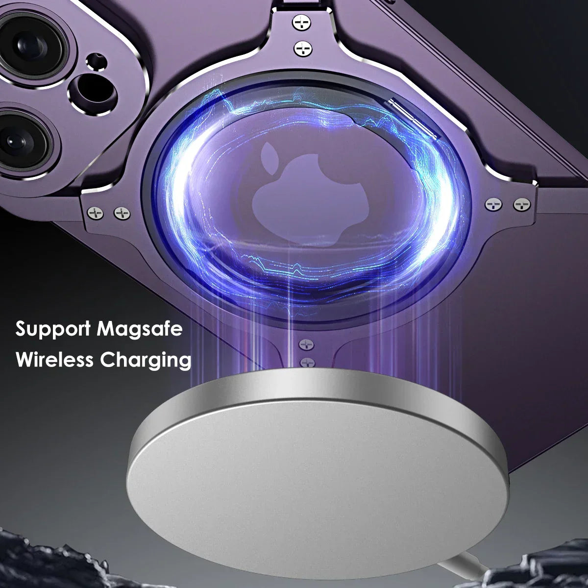 360° Stand Metal Rimless Magnetic Phone Case For iPhone 13 14 15 16 17 Pro Max Metal Bumper Lens Protection Metal Phone Cover