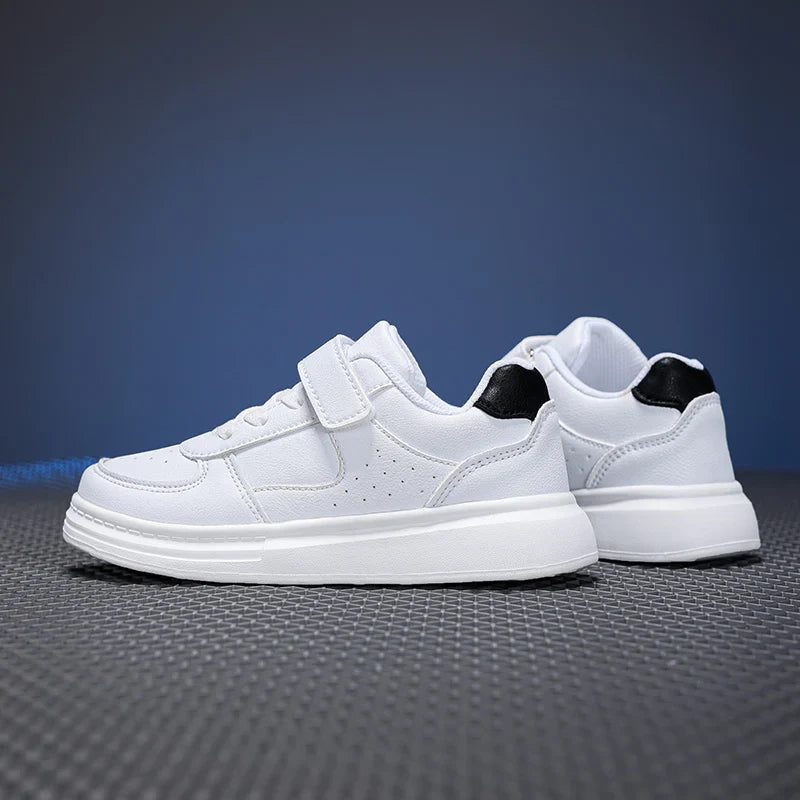 Breathable Sneakers Kids Boys Girls Sports Running Casual Shoe Leather Non-slip Soft Soled Children White Tennis Outdoor Shoes