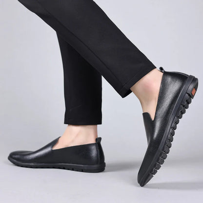 Summer Classic Fashion Mens Outdoor Leather High Quality Casual Shoes Slip on Soft Comfortable Lightweight Footwear