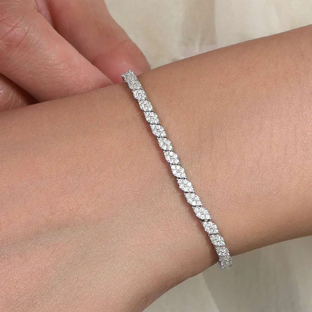 Shape Full Moissanite Tennis Bracelets for Women Men S925 Silver D Color Sparkling Diamond Bangles with Certificate