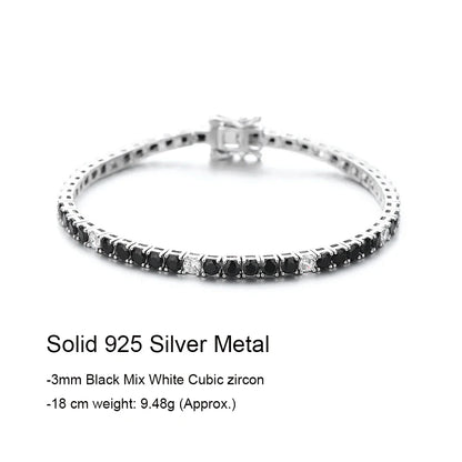 Fine Jewelry 3mm Montana Blue/Emerald Green/Ruby Red/Turquoise/Black Cubic zircon 925 Silver Tennis Bracelet