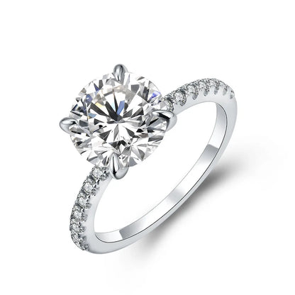 New Brand 18K 14K 10K Yellow Gold Moissanite Ring Round Cut 3.0CT Ring for Women Birthday Diamond for Wedding Gift