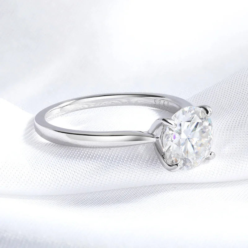 White Gold 2ct 100% Moissanite Engagement Ring for Women S925 Sterling Silver Lab Diamond Promise Wedding Band Jewelry