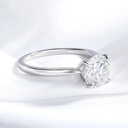 White Gold 2ct 100% Moissanite Engagement Ring for Women S925 Sterling Silver Lab Diamond Promise Wedding Band Jewelry