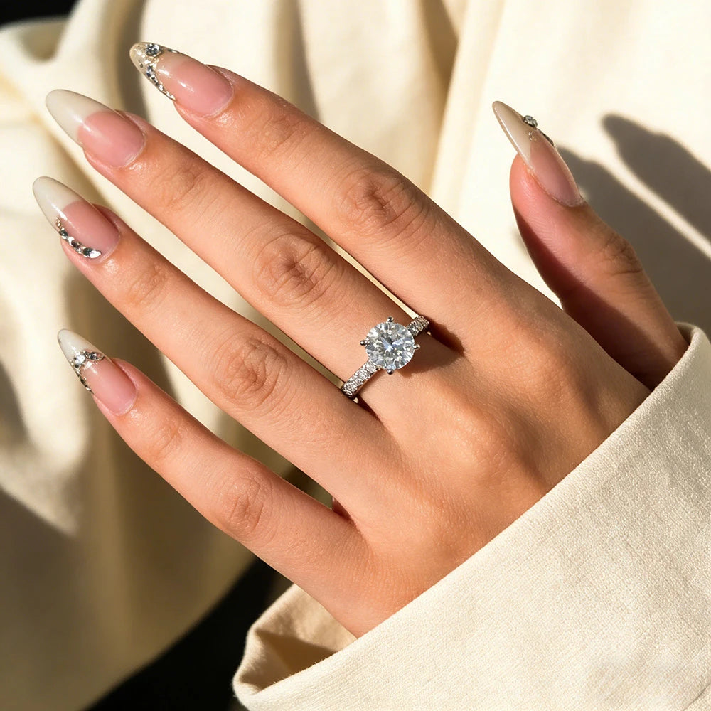 1.5ct Moissanite Rings for Women GRA Certified Diamond Jewelry s925 Sterling Silver 18k Plated Engagement Wedding Ring