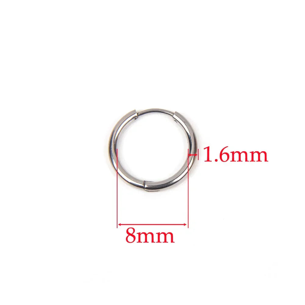 10pcs 316L Stainless Steel Hoop Earrings Women Men Punk Hiphop Circular Ear Buckle Ring Jewelry Gold Color Accessories Wholesale