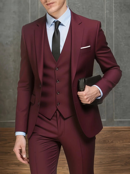 New Arrival Men's 3-Piece Suit Slim Fit Formal Set – Perfect for Wedding, Party, Business, Prom & All Formal Occasions