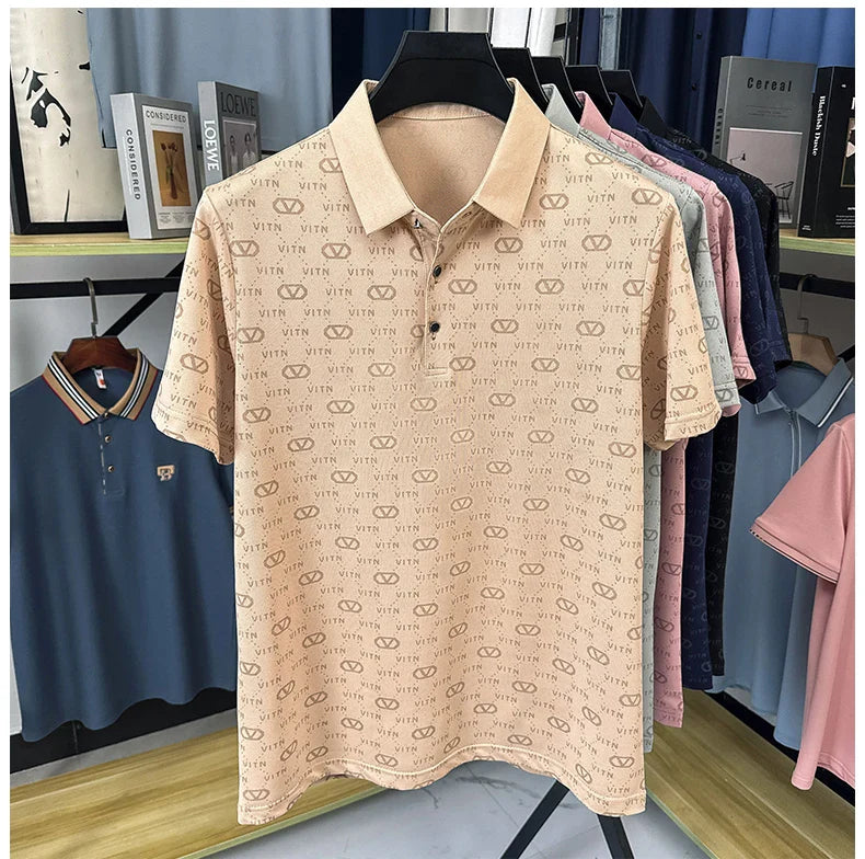 Fashion brand men's short sleeve polo shirt summer new item original printing custom design youth comfortable top casual T-shirt
