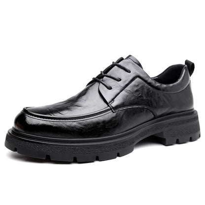 Men's Comfortable Genuine Leather British Thick-soled Business Leather Shoes for Spring 2025, New Lace-up Oxford Shoes