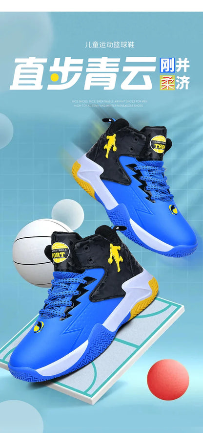 Children Basketball Shoes For Boys Girls Trainers High Top Sneakers Kids Training Shoes Outdoor Non-slip Children's Sports Shoes