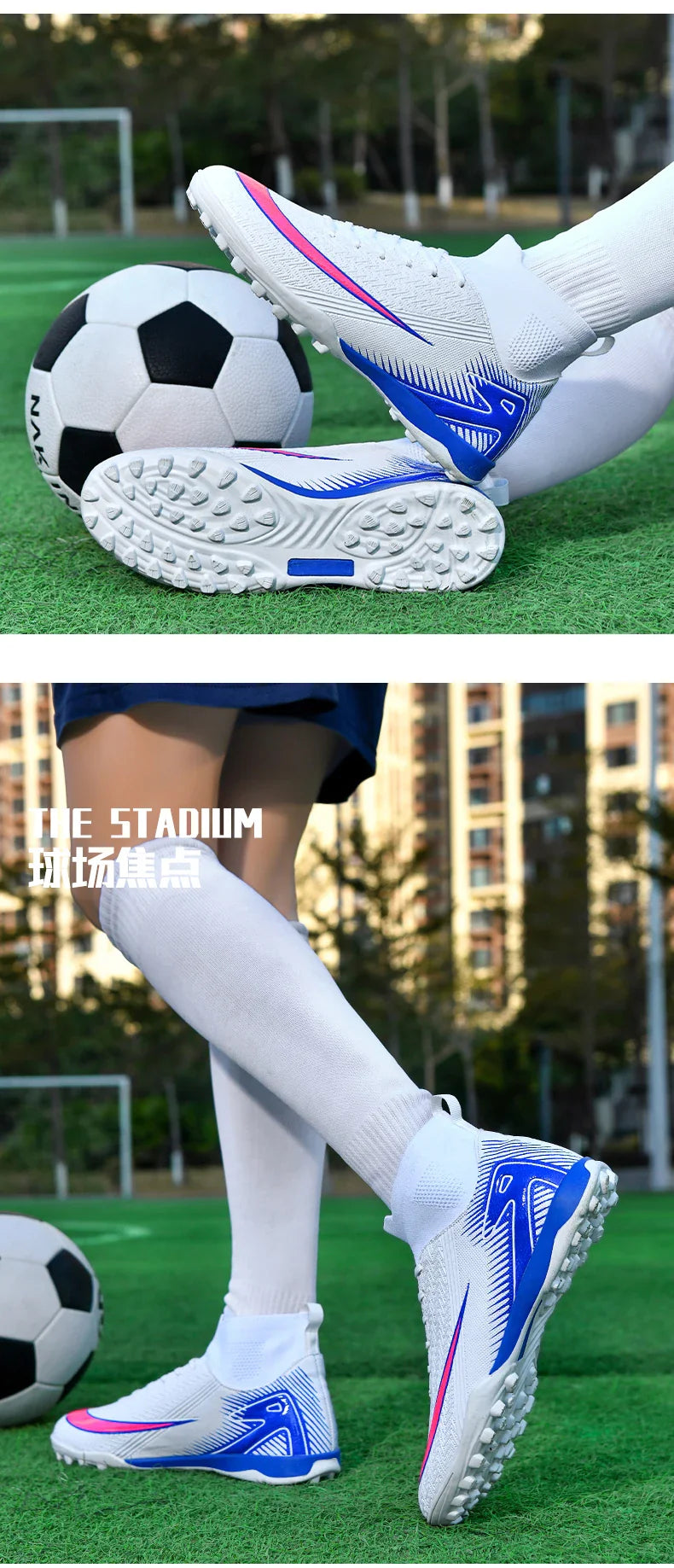 High Top Men Soccer Shoes Professional Football Boots Breathable Wear Resistant Training Match Sneakers Non Slip for Adult Sport