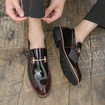 Business Casual Men Dress Shoes Luxury Glitter Designer Formal Shoes For Man Patent Leather Shoes Pointed Toe Men's Social Shoes