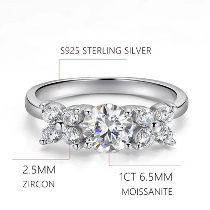 D VVS1 1ct Moissanite Engagement Rings for Women s925 Sterling Sliver Plated 18k White Gold Promise Ring for Her Gift
