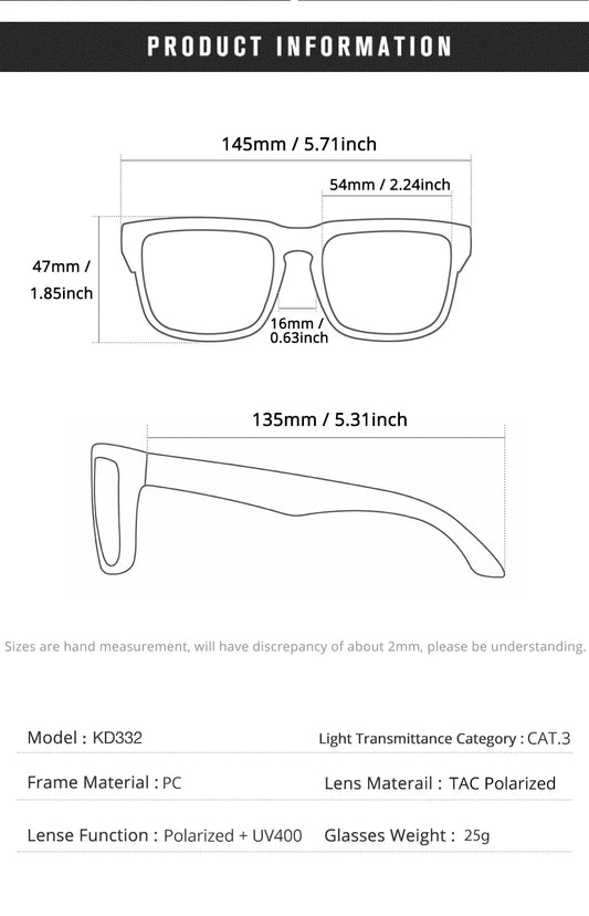 Unisex Square Sunglasses Polarized Coated Lens Suitable For Driving Fishing Sunglasses Anti-Blue Light Computer Eyeglasses