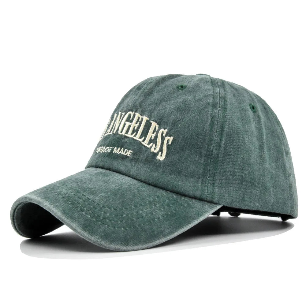 Los Angeles Baseball Cap Men Women Letter Embroidered Hip Hop Hats Vintage Wash Cotton Soft Top Sun Visor Hats Unisex Casual Cap