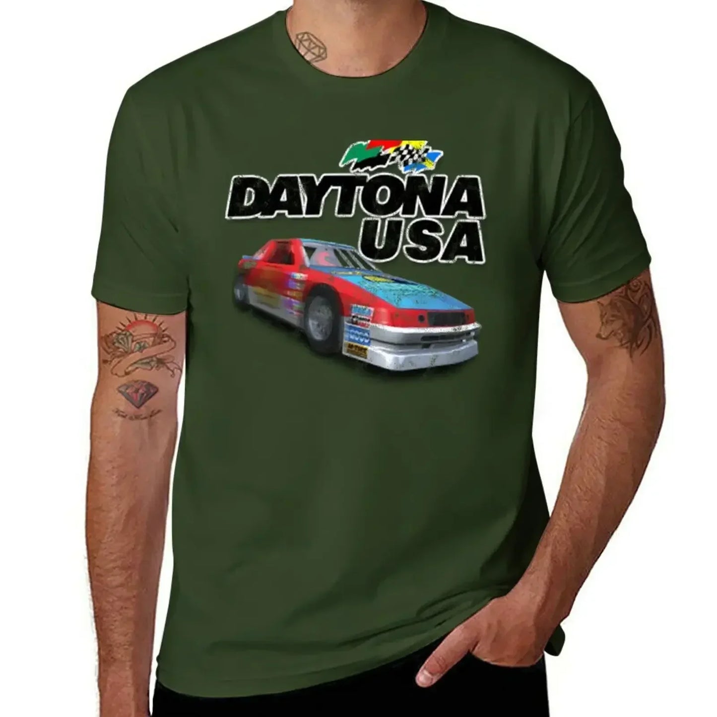 plus size tops man clothes custom t shirts design your own workout shirts for men Daytona USA Distressed Car Logo T-Shirt