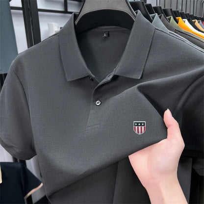 men's summer luxury brand cotton 100% polo shirt lapel printing short sleeves t-shirt business leisure ventilate men's clothing