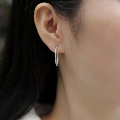 Hoops 1.8mm Moissanite Earrings For Women Real 925 Sterling Sliver Plated Yellow Gold Hoop Earring Fine Jewelry Christmas Gifts