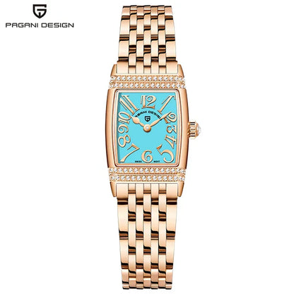 Pagani Design New 22mm Square Women's Quartz Watch Stainless Steel Sapphire Glass 50m Waterproof Women's Quartz Watch