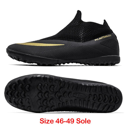 Big Size 49 48 Slip On Soccer Shoes Unisex Long Spike AG/TF Artificial Football Shoes Indoor Anti-slip Training Sport Boots