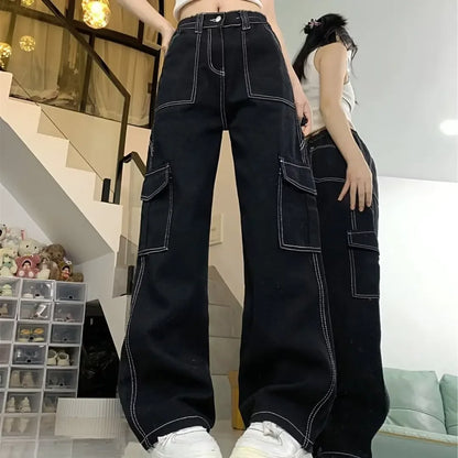 Women's Straight-leg Loose-fit Spring Wide-leg Cargo Pants