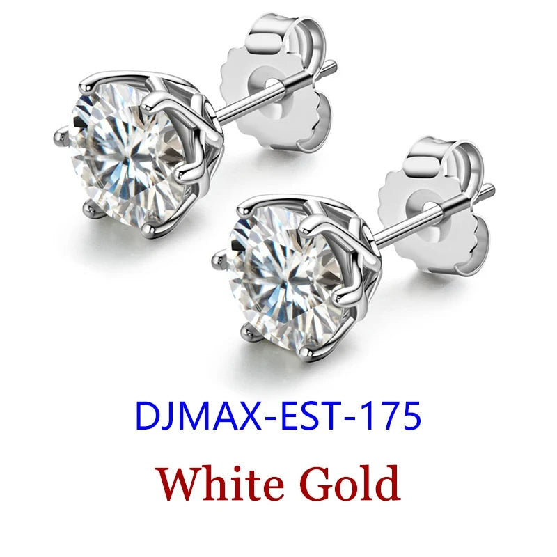 0.5-2ct Moissanite Diamond Stud Earrings for Women Original 925 Sterling Silver Lady's Moissanite Earring New 2026