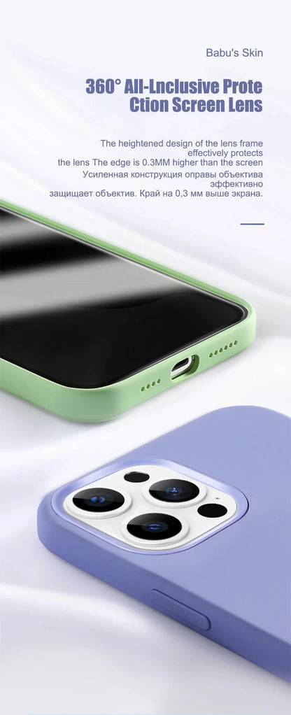 Luxury Liquid Silicone Phone Case For iPhone 15 13 12 11 14 Pro Max Bumper Cover 15 Plus Shockproof Protective Cases Accessories