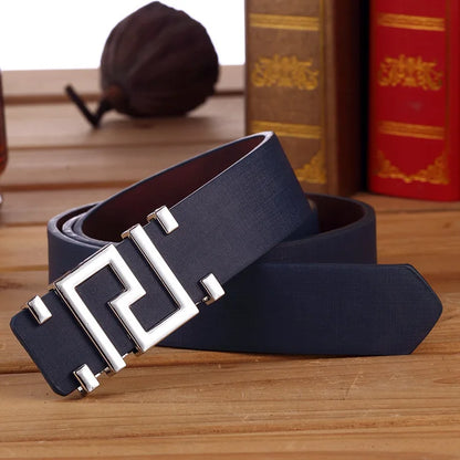 Men's and Women's Casual Fashion Belt  Korean Version Gold Buckle Belt Trendy I-shaped Buckle Belt
