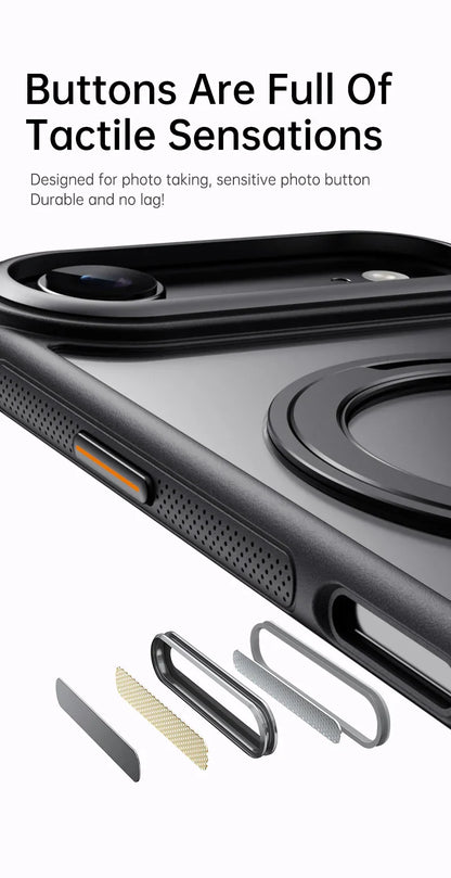 360° transparent Round ring Case for IPhone 12 13 14 15 16 Pro Max Fall prevention funda Cover sling Metal buttons 17 Air case